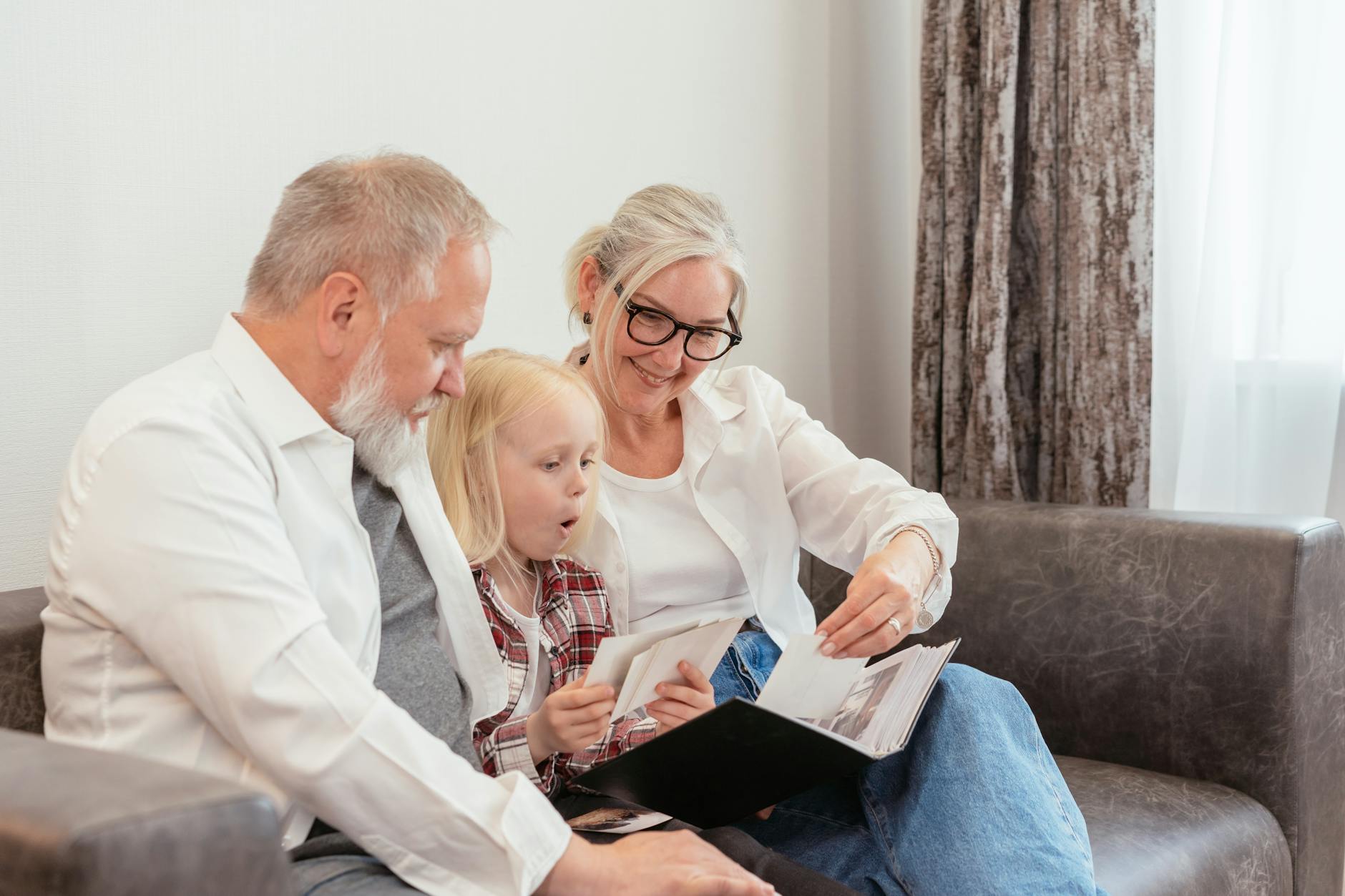 A family giving their grandparent an experience gift on Keiro no Hi