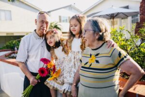 Warm scene of grandparents receiving a meaningful gift on Keiro no Hi