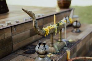 Special unusual offering for hoji or hoyo memorial service warm scene