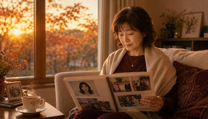 人生の節目に何か残したいと考える静かなシーン