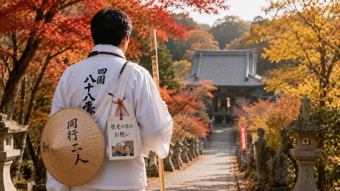 敬老の日に体験という特別な贈り物を祖父母に届ける家族の温かいシーン