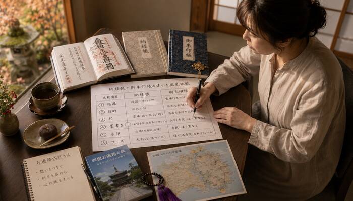 納経帳と御朱印帳の6つの視点での比較