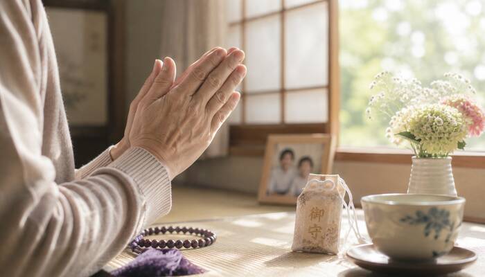 遠くから家族の回復を祈る手元、静かな祈りの光景