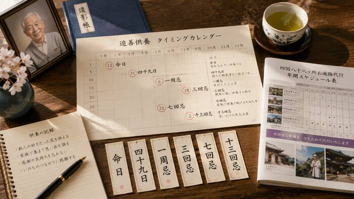 現代の追善供養のやり方として実践されている方法を考えるシーン